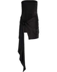 David Koma - Tie-Detailed Strapless Satin Mini Dress - Lyst