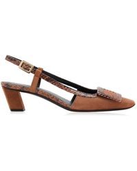Roger Vivier - Belle Vivier Python-Effect Suede Slingback Pumps - Lyst