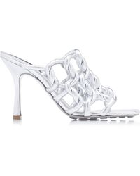 Bottega Veneta - Stretch Metallic Leather Sandals - Lyst
