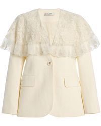 Sea - Arielle Lace-Trimmed Linen-Cotton Blazer - Lyst