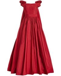 Elie Saab - Off-the-shoulder Cape-effect Pleated Taffeta Gown - Lyst