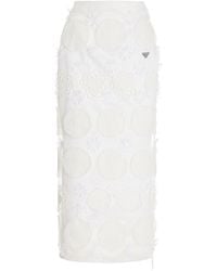 Prada - Duchesse Embroidered Silk Midi Skirt - Lyst