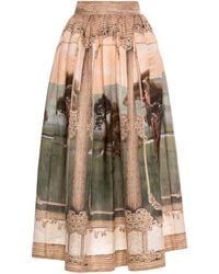 Agua Bendita - Tangelo Paraiso Linen-Blend Midi Skirt - Lyst