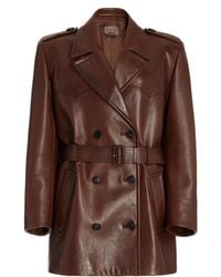 Prada - Double-breasted Leather Jacket - Lyst