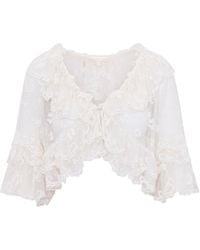 LoveShackFancy - Vessia Ruffled Lace Top - Lyst