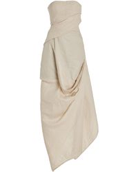 STAUD - Caravaggio Draped Linen Maxi Dress - Lyst