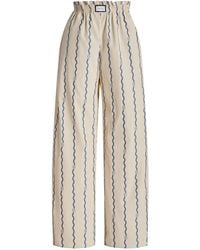 YAITTE - Janeiro Wave-Patterned Cotton Fil Coupé Trousers - Lyst