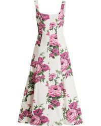 Carolina Herrera - Floral-printed Cotton Midi Dress - Lyst