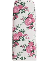 Carolina Herrera - Floral-printed Knit Silk Midi Skirt - Lyst