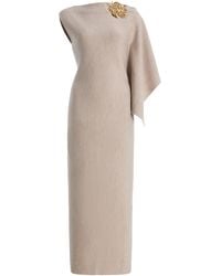 Oscar de la Renta - Draped Virgin Wool Midi Dress - Lyst