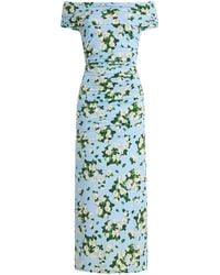Carolina Herrera - Floral Jersey Gathered Midi Dress - Lyst