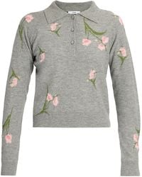 Erdem - Merino Wool Floral-Knit Polo Sweater - Lyst