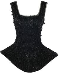 A.W.A.K.E. MODE - Ballerina Embellished Silk-Blend Top - Lyst