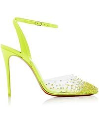 Christian Louboutin - Spikaqueen 100mm Leather And Pvc Pumps - Lyst