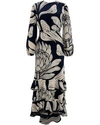 ANDRES OTALORA - Un Romance Printed Crepe De Chine Maxi Dress - Lyst