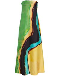 Christopher Esber - Aura Strapless Silk Midi Dress - Lyst