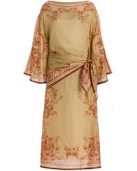 Zimmermann - Aster Scarf-Detailed Silk Midi Dress - Lyst