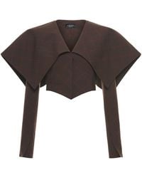 A.W.A.K.E. MODE - Collared Checked Stretch-Wool Cropped Blazer - Lyst