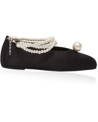 Magda Butrym - Satin And Pearl-embellished Ballet Flats - Lyst