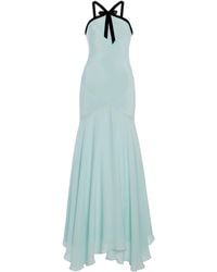 Rodarte - Bow-Detailed Silk Crepe And Georgette Halter Dress - Lyst