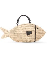 STAUD - Cleo Fish Wicker-Leather Tote - Lyst