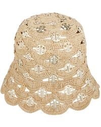Rabanne - Embellished Woven Raffia Bucket Hat - Lyst