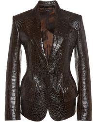 Tom Ford - Darted Croc-embossed Leather Jacket - Lyst