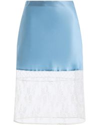 Sleeping with Jacques - Francine Lace-Trimmed Stretch Silk-Satin Midi Skirt - Lyst