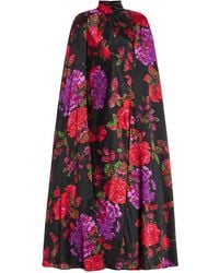 Rodarte - Floral-printed Silk Satin Midi Dress - Lyst
