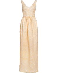 Markarian Alice Daisy-appliqued Off-the-shoulder Gown - Natural
