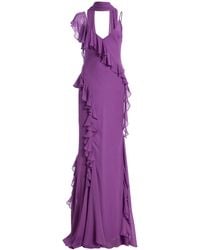 De La Vali - Mayara Ruffled Georgette Maxi Dress - Lyst