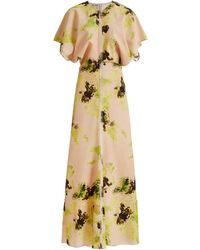 Victoria Beckham - Draped Printed Midi Dress - Lyst