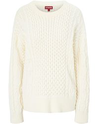 STAUD - Tracy Cable-knit Cotton-blend Sweater - Lyst
