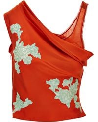 Versace - Draped Silk Satin Top - Lyst