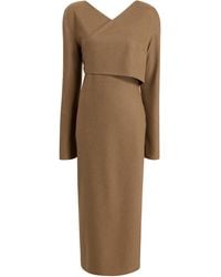 KHAITE - Aubrey Wrap-Front Wool Midi Dress - Lyst