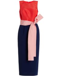 Carolina Herrera - Exclusive Belted Tri-color Midi Sheath Dress - Lyst