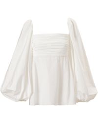 Carolina Herrera - Puff-sleeve Cotton Top - Lyst