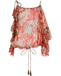 Etro - Off-The-Shoulder Silk Top - Lyst