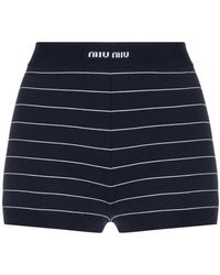 Miu Miu - Striped Knit Mini Shorts - Lyst