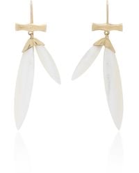 Annette Ferdinandsen - 14k Gold Mother Of Pearl Bamboo Earrings - Lyst