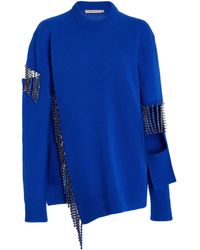 Christopher Kane Chain-detailed Cutout Wool Sweater - Blue