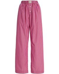 Comme Si - La Boxer Alta Striped Cotton-poplin Pants - Lyst