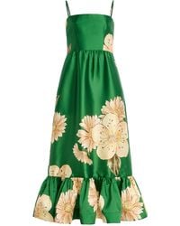 ALÉMAIS - Sage Printed Satin Midi Dress - Lyst