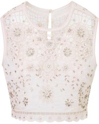 LoveShackFancy - Emeryn Embroidered Cotton Crop Top - Lyst
