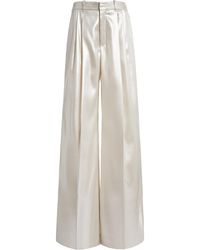 Chloé - Pleated Metallic Silk Wide-leg Pants - Lyst