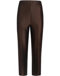 Leal Daccarett Havana Silk-wool Cropped Trousers - Brown