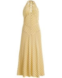 STAUD - Louise Striped Silk Midi Dress - Lyst