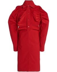 Bottega Veneta - Drawstring-detailed Tech-wool Midi Shirt Dress - Lyst