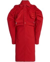 Bottega Veneta - Drawstring-detailed Tech-wool Midi Shirt Dress - Lyst