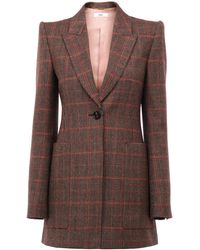 Chloé - Long Checked-Wool Blazer - Lyst